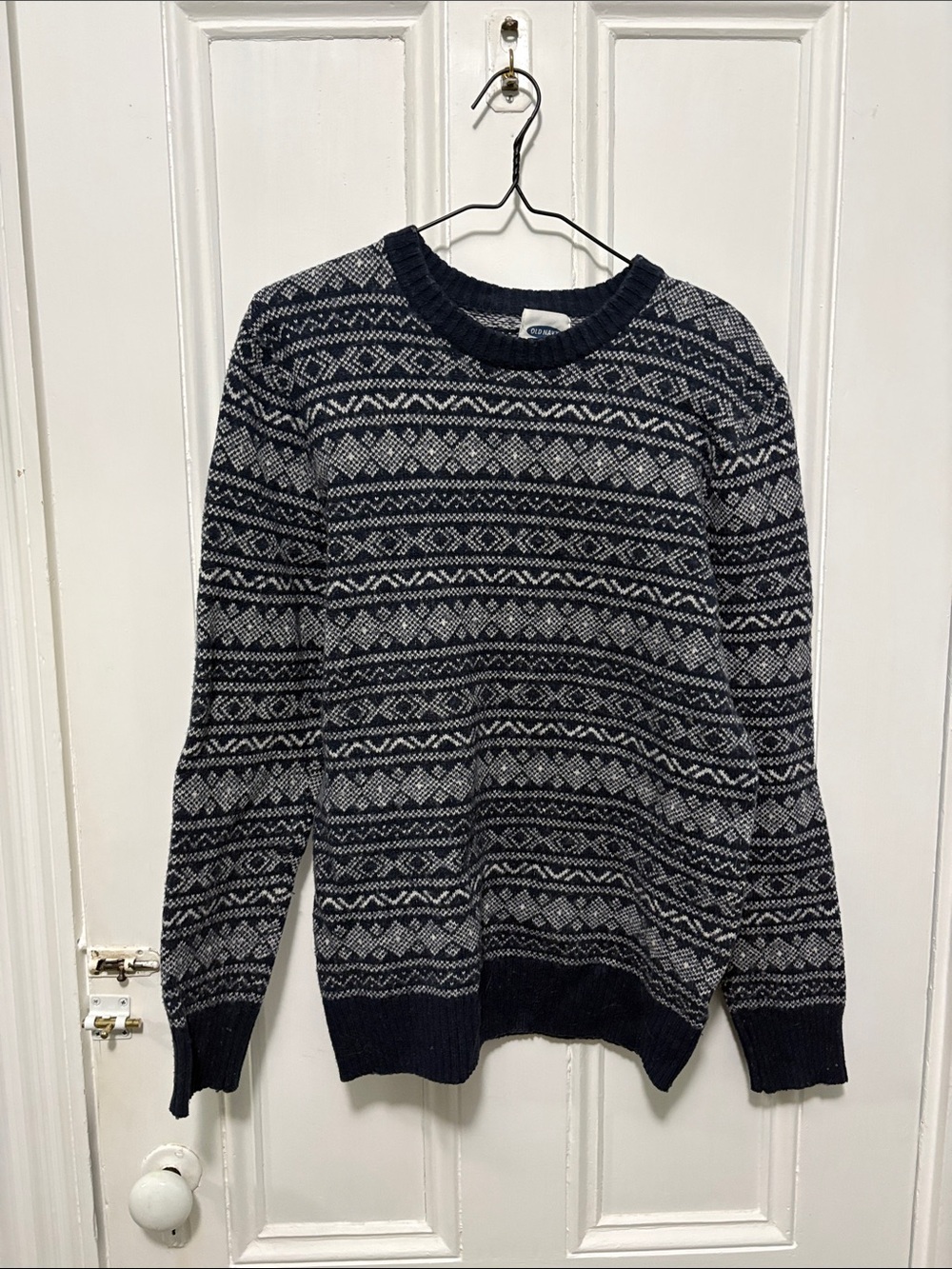 Old Navy Navy and Gray Women's Crewneck Sweater